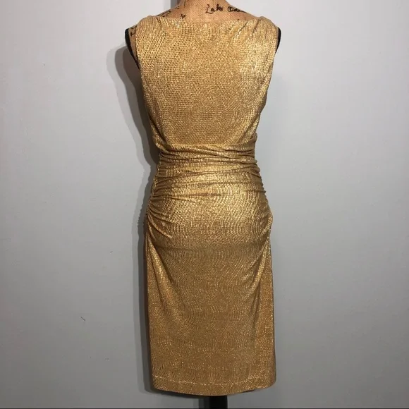 Lauren Ralph Lauren Metallic Gold Dress Size 6 - Picture 5 of 14